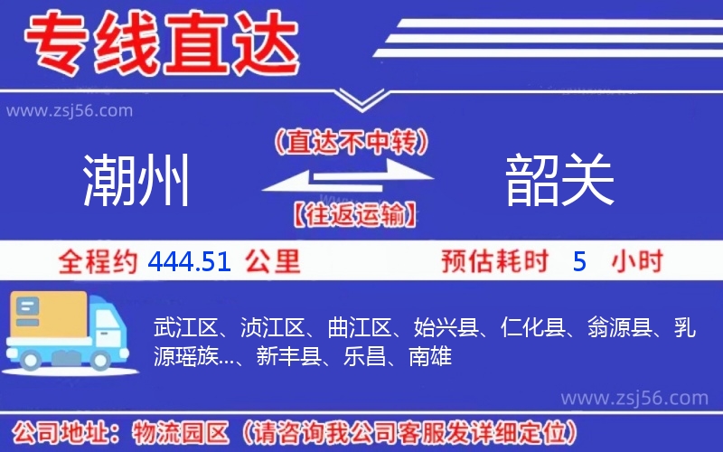 潮州到韶關(guān)物流公司