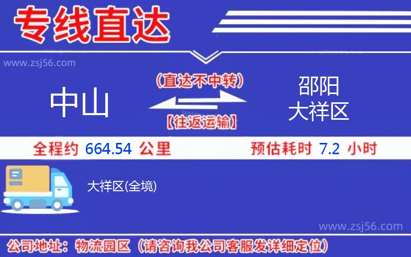 中山到邵陽大祥區(qū)物流公司